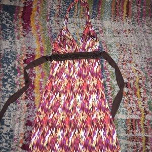 Funky patterned Maxi dress- Halter, ties in back